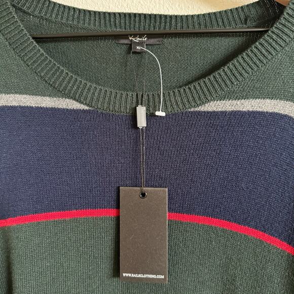Rails Green Blue Stripe Kent Rugby Pullover Crew Neck Sweater Men’s XL NWT - Picture 6 of 7